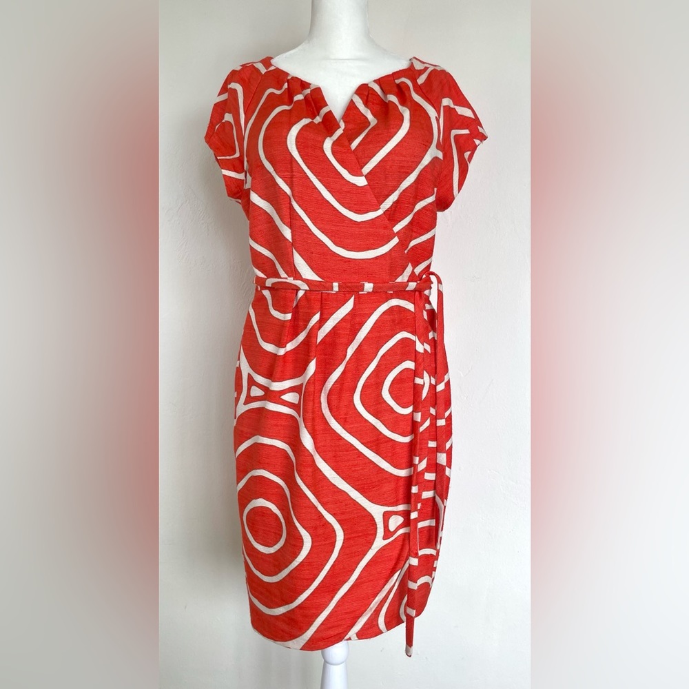 Diane Von Furstenberg wrap dress, silk, size 12, orange vintage retro pattern
